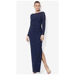 Ralph Lauren Elegant Navy Lace Dress